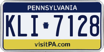 PA license plate KLI7128