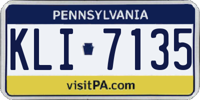 PA license plate KLI7135