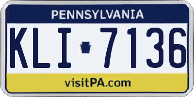 PA license plate KLI7136