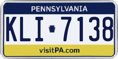 PA license plate KLI7138