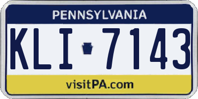 PA license plate KLI7143