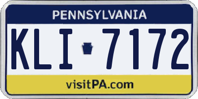 PA license plate KLI7172