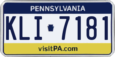 PA license plate KLI7181