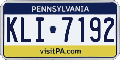 PA license plate KLI7192