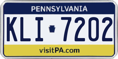 PA license plate KLI7202