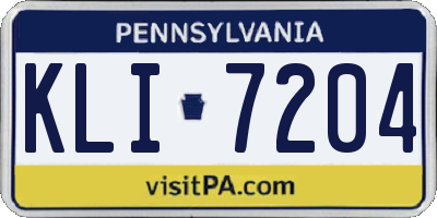 PA license plate KLI7204