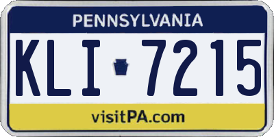 PA license plate KLI7215
