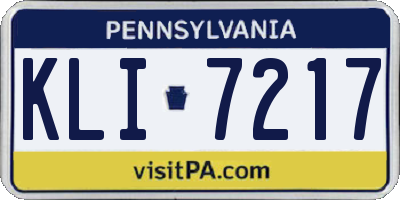 PA license plate KLI7217
