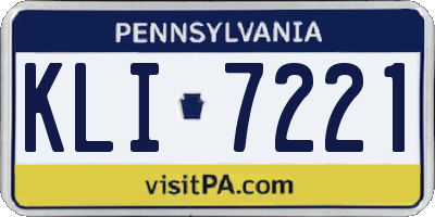 PA license plate KLI7221