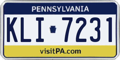 PA license plate KLI7231