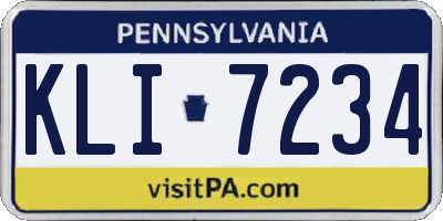 PA license plate KLI7234