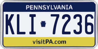 PA license plate KLI7236