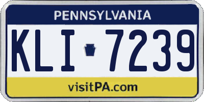 PA license plate KLI7239