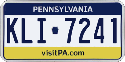 PA license plate KLI7241