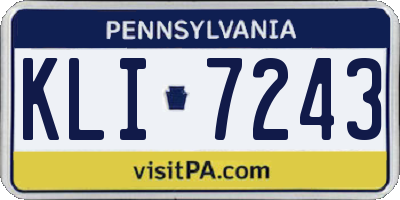 PA license plate KLI7243
