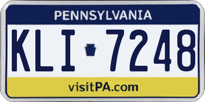 PA license plate KLI7248