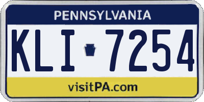 PA license plate KLI7254