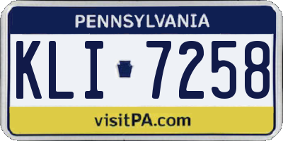PA license plate KLI7258