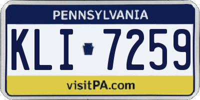 PA license plate KLI7259