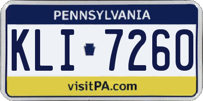 PA license plate KLI7260