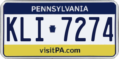 PA license plate KLI7274