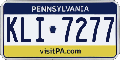 PA license plate KLI7277