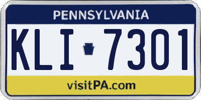 PA license plate KLI7301