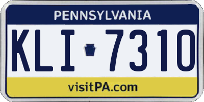 PA license plate KLI7310