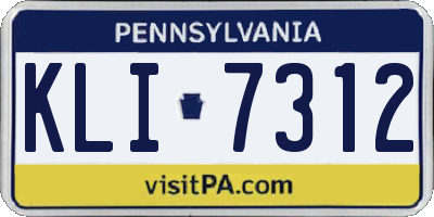 PA license plate KLI7312