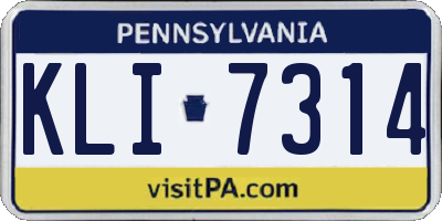 PA license plate KLI7314