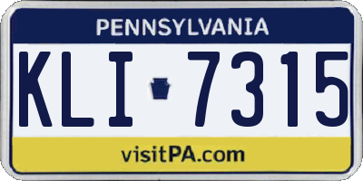 PA license plate KLI7315