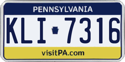 PA license plate KLI7316