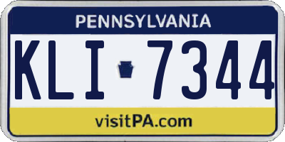 PA license plate KLI7344