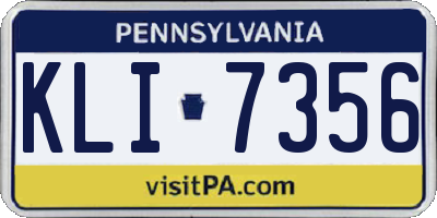 PA license plate KLI7356