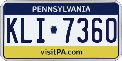 PA license plate KLI7360