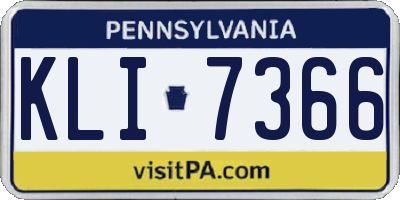 PA license plate KLI7366