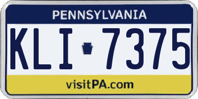 PA license plate KLI7375