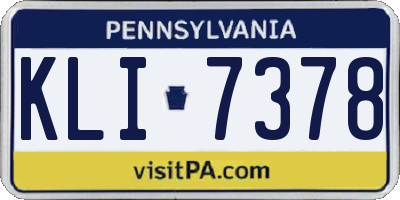 PA license plate KLI7378