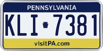 PA license plate KLI7381