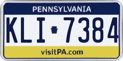 PA license plate KLI7384