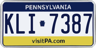 PA license plate KLI7387