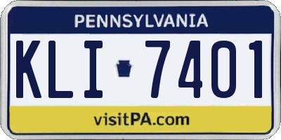 PA license plate KLI7401