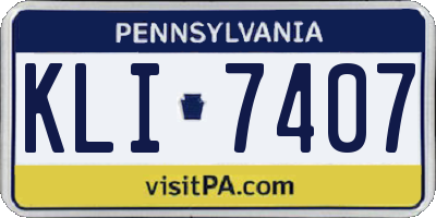 PA license plate KLI7407