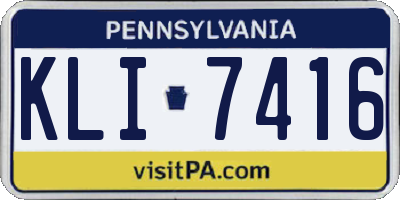 PA license plate KLI7416