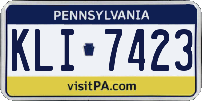 PA license plate KLI7423