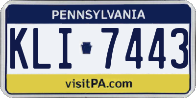PA license plate KLI7443