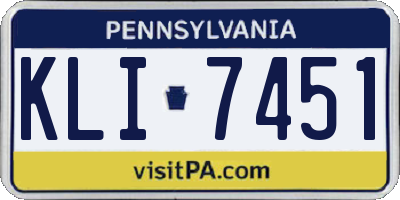 PA license plate KLI7451