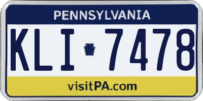PA license plate KLI7478