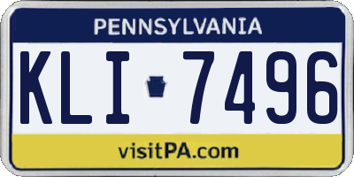 PA license plate KLI7496