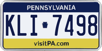 PA license plate KLI7498